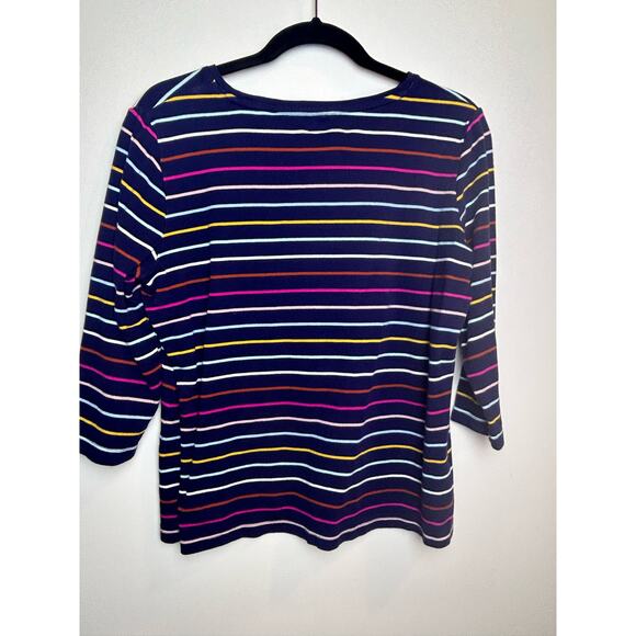 Kim Rogers Striped Multicolor Rainbow Preppy Scoop Neck Blouse Size Medium - Picture 4 of 6